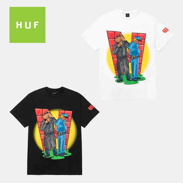 【SALE 25％OFF 定価6,930円】HUF UNLAWFUL TEE TS02180 アートワークプリントTシャツ 半袖 メンズ ユニセックス ストリートファッション カジュアル シロ クロ ハフ正規取扱店 4,314円