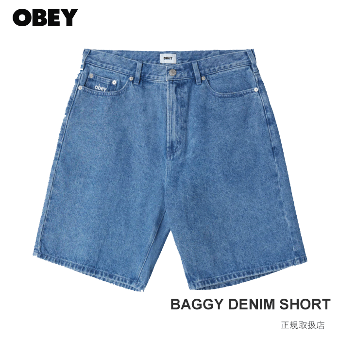 OBEY BIGWIG BAGGY DENIM SHORT - LIGHT INDIGO 172100107-26P メンズ ジーンズさる股引き バギーシルエット ライトインディゴ 二分の一ズボン下 ボトムス デニム 表どおり ブランド名 オベイ 置き目取りまわし店