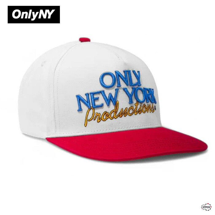 OnlyNY Film Productions Hat |Natural/Red フィルム・プロダクションズ・ハット キャップ 帽子 5パネル 刺繍グラフィック 2トーン ブランド シンプル カジュアル ストリート サイズ調整可能 オンリーニューヨーク 正規取扱店