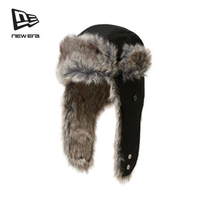 New Era・・  TRAPPER WOOL BLACK 14667622 トラッパー 羊毛 黒いこと 航空旗がしら イヤーフラップ 防寒 かぶり笠 ユニ一発やる  ニュー内鰓  定まり取りまわし店