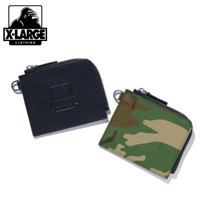 XLARGE OG LEATHER WALLET 101261054004 レザーウォレット 財布 コインケース 型押し 黒 迷彩 小銭入れ カード収納 メンズ ブランド エクストララージ x-large正規取扱店