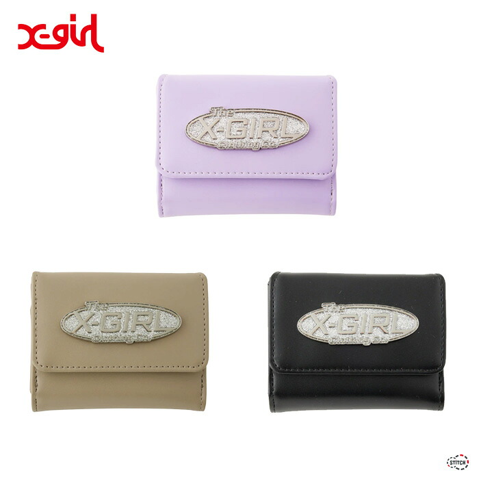 X-girl SILVER GLITTER OVAL LOGO BUCKLE MINI WALLET 105253054008 シルバーグリッターオーバルロゴバックルミニウォレット 三つ折り財布 コンパクト レディース ガールズ 女性 人気 カード収納 小銭入れ お札入れ 使いやすい エックスガール XGIRL正規取扱店