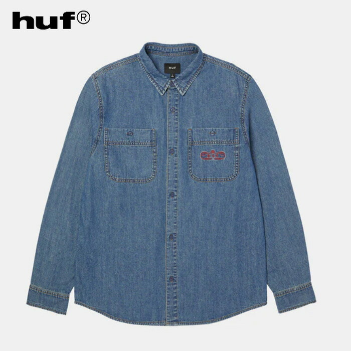 HUF WORLDWIDE CLOTHIERS DENIM SHIRT BU00255HO25 ワールドワイドクロージャーズデニムシャツ メンズ ユニセックス 長袖シャツ シャンブレー ストリート ブランド ハフ 正規取扱店 15,173円