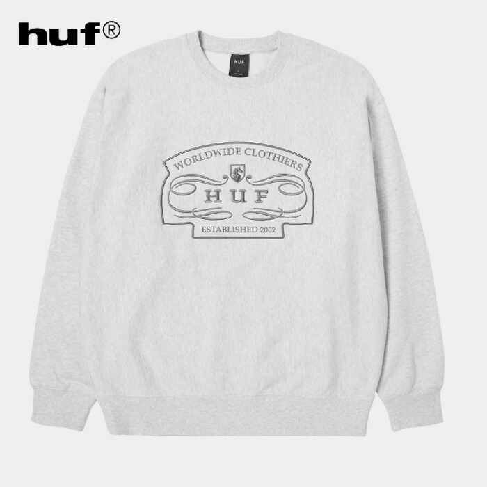 【SALE25%OFF 通貨価値19,965円】 HUF WORLDWIDE CLOTHIERS CREWNECK FL00250HO25 ワールドワイドクロージャーズクルーネック メンズ ユニ一発やる 調教師 表どおり ブランド名 刺しゅう ハフ 置き目取りまわし店