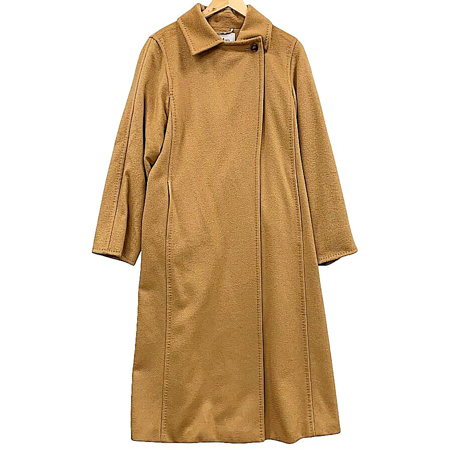 Max mara ベルト付 キャメル100% ロングコート 白タグ RN 73136 ブラウン 38 (191833