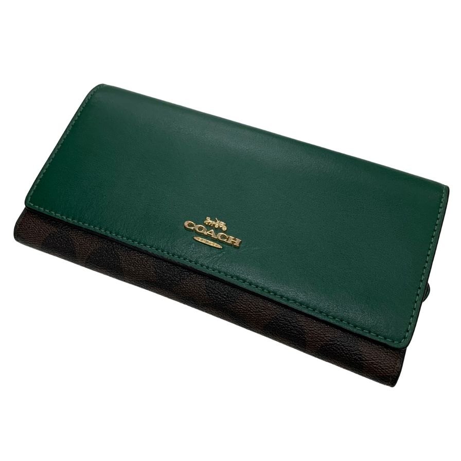 美品　COACH　長財布　ラウンドファスナー　シグネチャー グリーン 楽天市場】【財布】COACH コーチ シグネチャー 2つ折り長財布