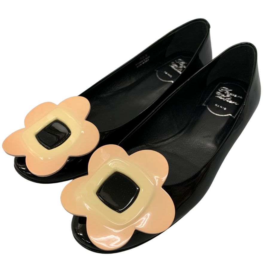 PRADA リボン　バレエシューズ ブラック　36 プラダ リボン バレエシューズ ロゴ フラットシューズ 36