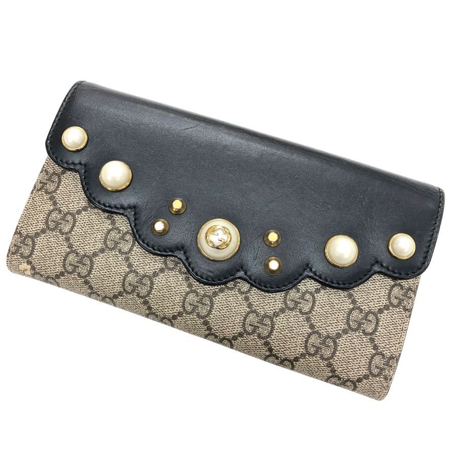 GUCCI インプリメ　長財布　GG ブラック　レザー　折り財布 GUCCI - GUCCI グッチ インプリント ロングウォレット 二つ折り