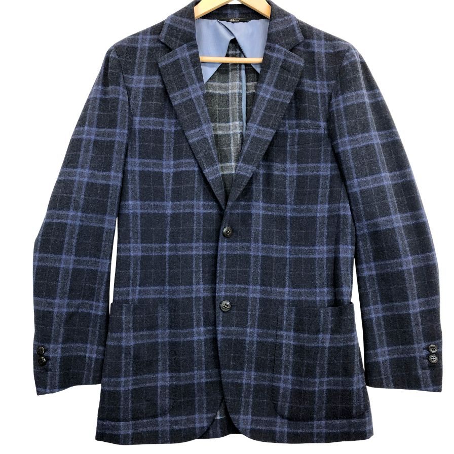 訳あり　ブリオーニ　テーラードジャケット　カシミヤ100% チェック 本物 新品同 ブリオーニ 極希少 最高級ピュアカシミア100