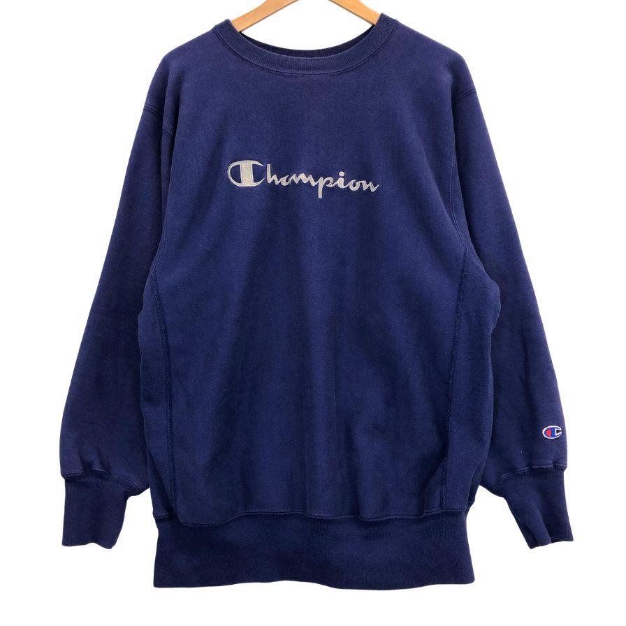 はやりっ児 リバースウィーブ 汗水 ロゴタイプ パープル メンズ 大きさXL Champion REVERSE WEAVE【AFB18】【中古】