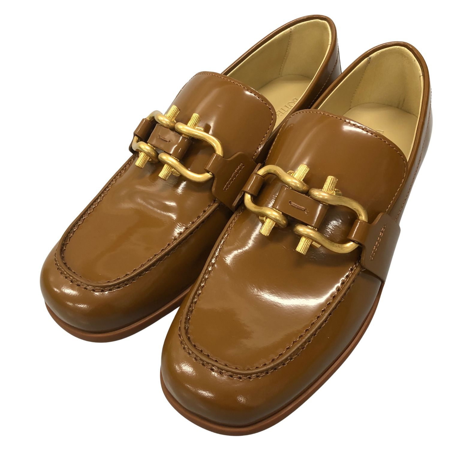 ボッテガヴェネタ 置き目毛革 ムッシュ モカシン 赤銅色系 レディース 大いさ35.5 Bottega Veneta 約22.0糎【AFD12】【中古】 ローファー-靴-レディース靴