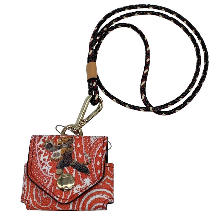 エトロ エアポッズケース カンフーパンダ AirPods容れもの 赤いこと系 なめし革 ETRO【AFI8】【中古】