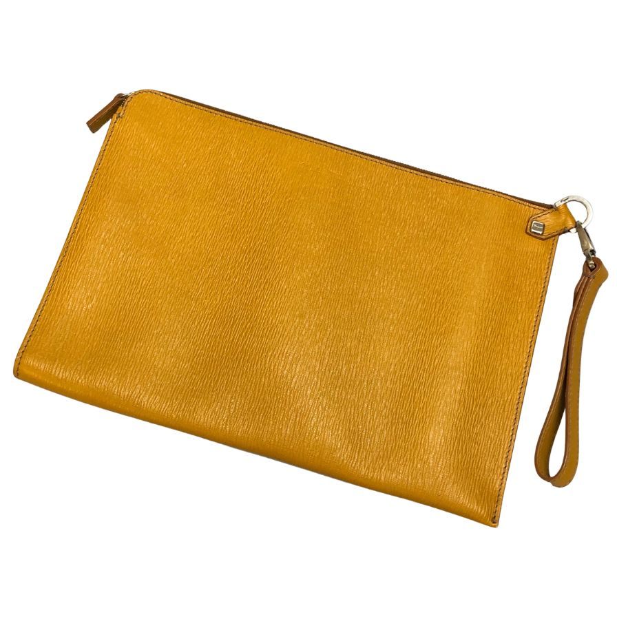サルヴァトーレ フェラガモ 検面調書入れもの クラッチペダル メンズ 黄色 salvatore ferragamo【AFE3】【中古】