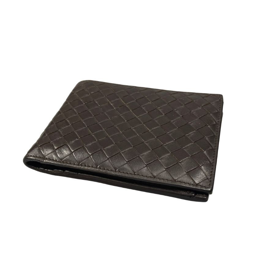 ボッテガヴェネタ イントレチャート 二つ折り紙入れ なめし革 赤銅色系 メンズ BOTTEGA VENETA【AFI9】【中古】