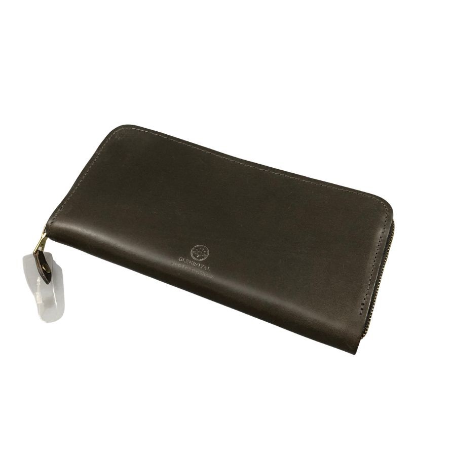 グレンロイヤル 長紙入れ ラウンドジップ ブライドルレザー トープ ゴールド金具 GLENROYAL【AFI1】【中古】