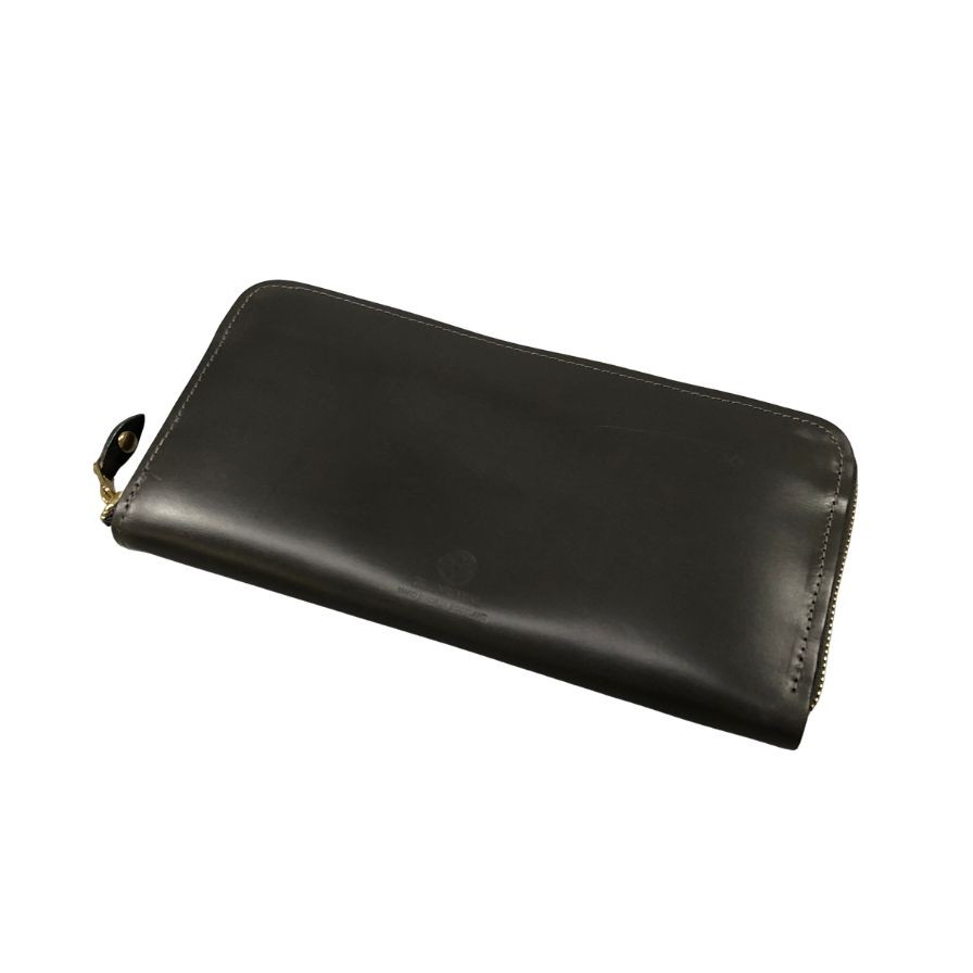 グレンロイヤル 長札入れ ラウンドジップ ブライドルレザー 薄墨色 ゴールド金具 GLENROYAL【AFI1】【中古】