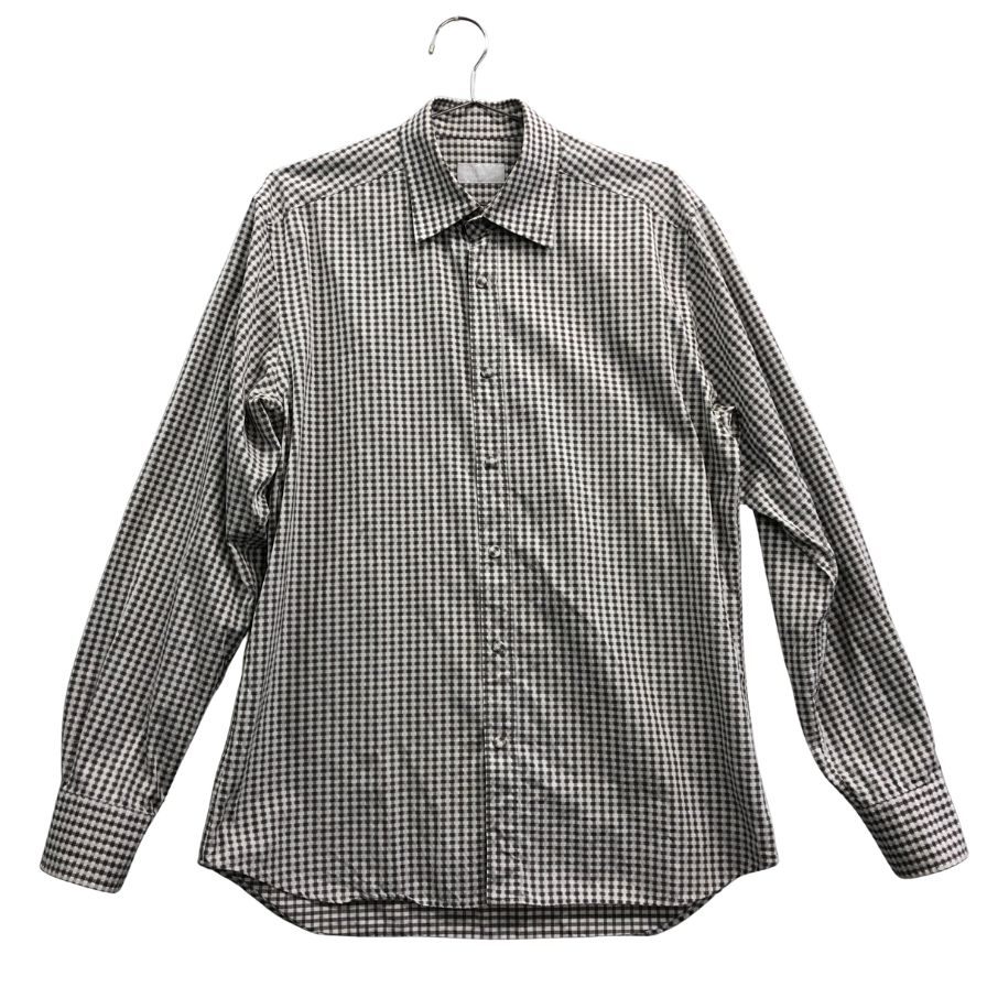プラダ ギンガムチェックシャツ 長袖 ブラックホワイト メンズ サイズ48 PRADA【AFB3】【中古】｜ストックラボ 9,636円