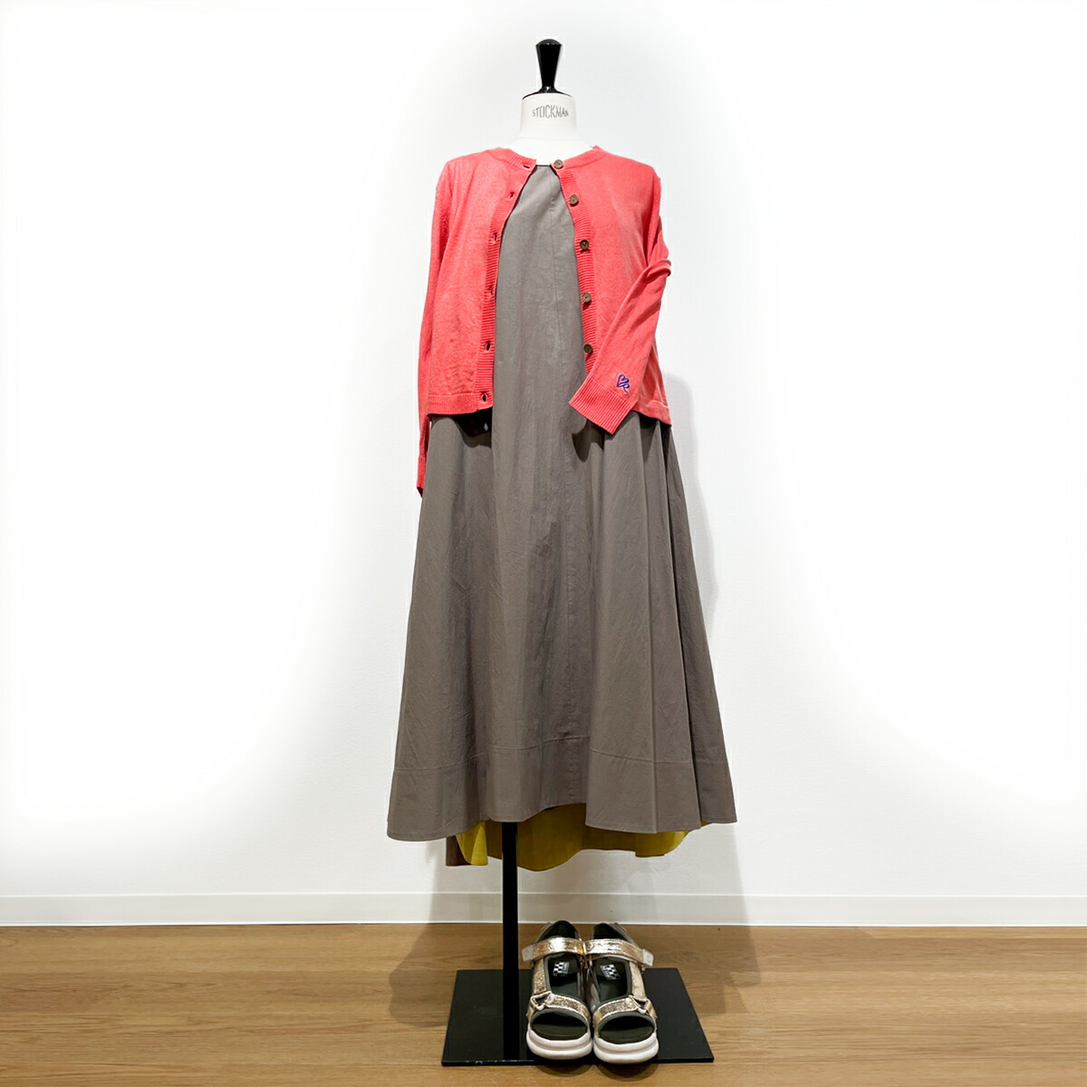 21春夏 Rejoove 金銭登録器ューブ Rj 101 Rjn 003 Pink Kaki アンサンブル ローゼ カーキ カーディガンセットフレア ワンピース Manitobachiropractors Ca