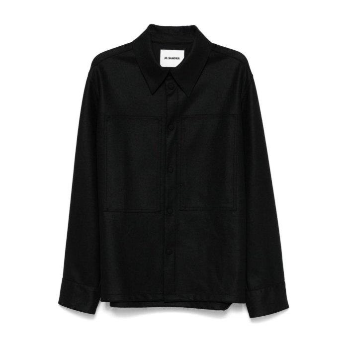 JIL SANDER ジルサンダー　バンドカラービスコースシャツシルク　ブラック SALE｜JIL SANDER ジルサンダー / ビスコースシルク レギュラー