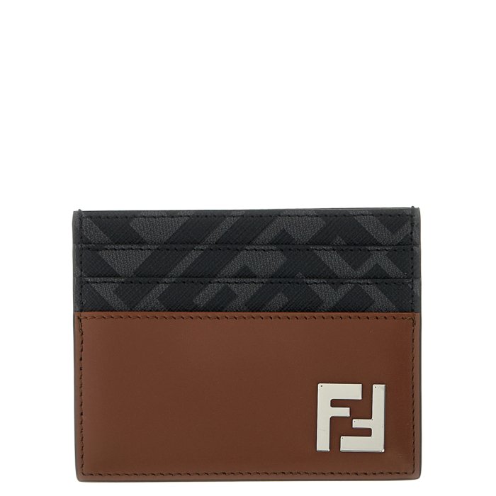 【良品】正規品フェンディFENDI ズッカ側FF金具 ミニ財布 カード入れ 未使用級】FENDI フェンディ 二つ折り財布 コインケース カード