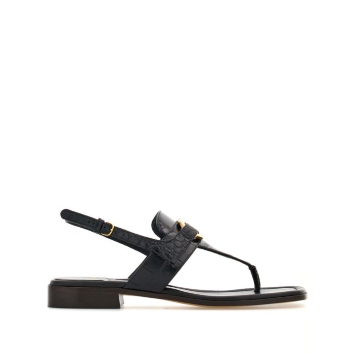 Ferragamo フェラガモ Ariel レザー サンダル ブラック 関税込 FERRAGAMO 【中古】Salvatore Ferragamo サルヴァトーレ