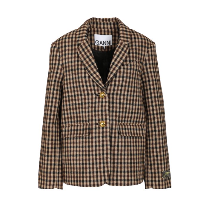 楽天市場】GANNI ガニー ジャケット Check Suiting Cropped Blazer