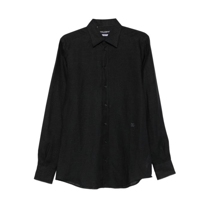 ドルチェアンドガッバーナ ダブルポケット リネン シャツ イタリア製 トープ ドルチェ&ガッバーナ ボタニカル柄リネンプルオーバーシャツ