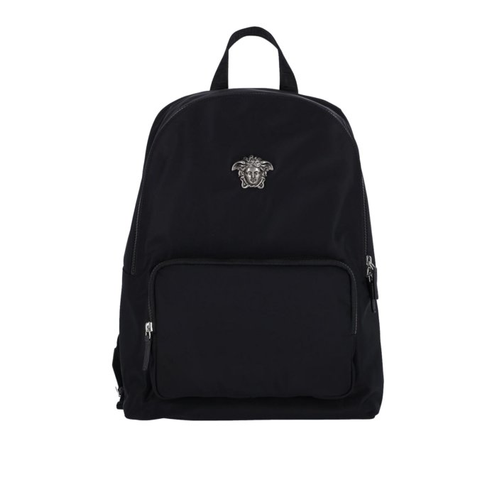 美品 ヴェルサーチ ライオン スタッズ リュック レザー ブラック atlantis_062686