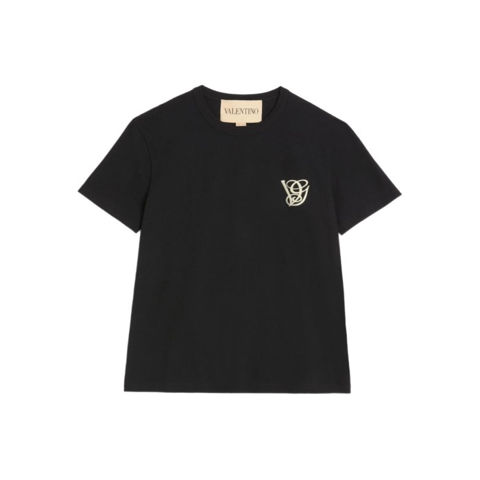 ヴァレンティノ VALENTINO シルク　Tシャツ カットソー クルーネック VALENTINO (ヴァレンティノ) ロゴプリント クルーネック 半袖 T