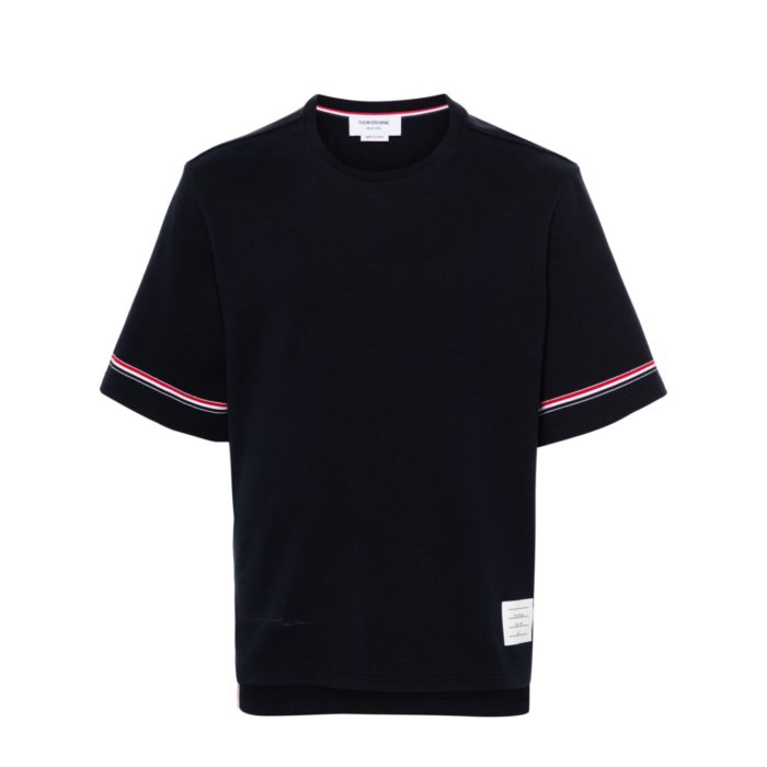 【関税込み】Thom Browne ネイビー リンガーTシャツ ミディアムウェイトジャージーリンガーTシャツ | Thom Browne