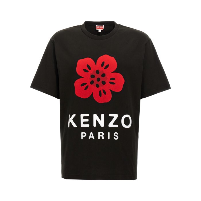 【美品・ユニセックス】 KENZO ブラック ベロアプリントTシャツ S セール】'KENZO VERDY MARKET' オーバーサイズ Tシャツ ユニ