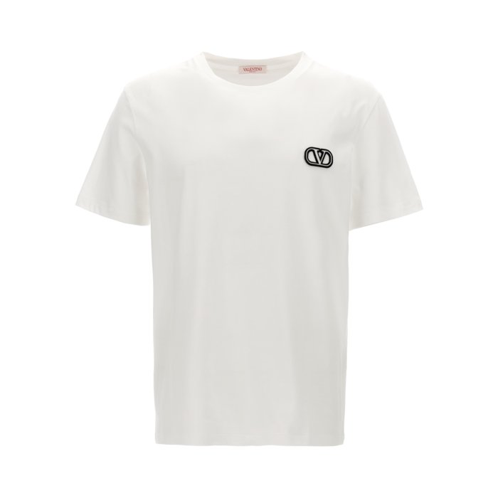 Valentino/ヴァレンティノ ラージVロゴTシャツ ホワイト Valentino Garavani Men's White V Logo Short Sleeve Crew Neck