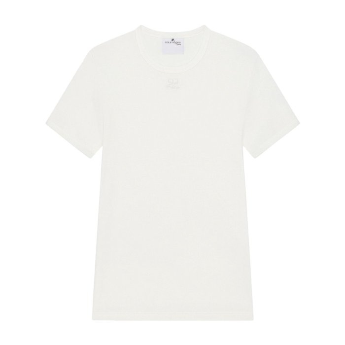 courrèges Tシャツ Sサイズ 100%コットン 白 Courreges クレージュ Tシャツ SIGNATURE CONTRAST T-SHIRT