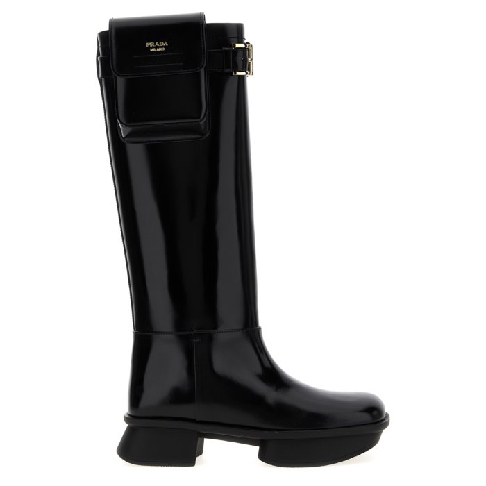 楽天市場】プラダ ブーツ リナイロン トライアングルロゴ ブラック