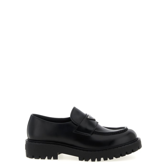 Pradaプラダ黒ブラック革靴プラットシューズ PRADA プラダ 靴 メンズ レザーシューズ （ブラック） 8.5サイズ