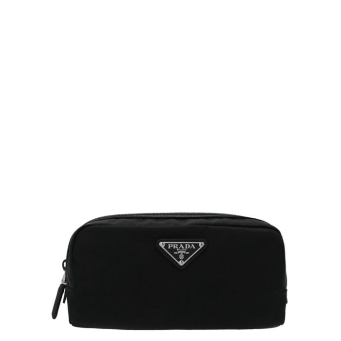 送料関税込☆PRADA Re-Nylon サフィアーノレザー ポーチ☆超人気 ブラック プラダ Re-Edition 1978 Re-Nylon xサフィアーノレザー