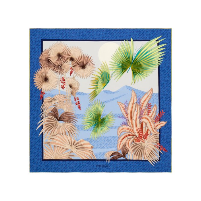 Salvatore Ferragamo フェラガモ スカーフ／蓮・植物柄 フェラガモ Salvatore Ferragamo/スカーフ グリーン 花柄 大判