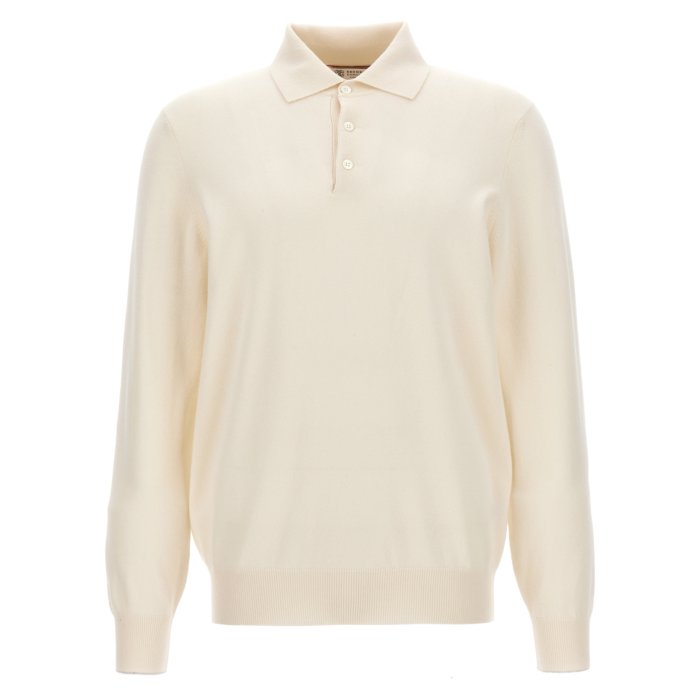 BRUNELLO CUCINELLI ベージュ ポロシャツ メンズ 向け サンド ニット ポロシャツ | Brunello Cucinelli