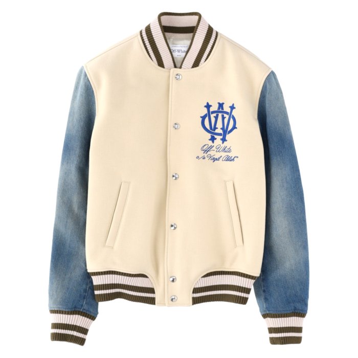 off-white メンズ スタジャン アウター ジャケット OFF-WHITE オフホワイト バーシティジャケット 10th Anniversary (Off