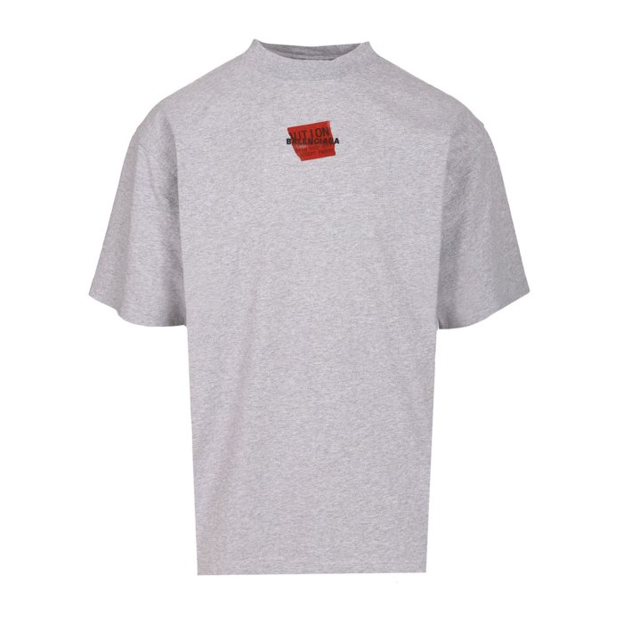 【関税込み】 ☆BALENCIAGA☆ Institute コットン 半袖Tシャツ 関税込み】ロゴ入り コットンジャージー ブラックTシャツ