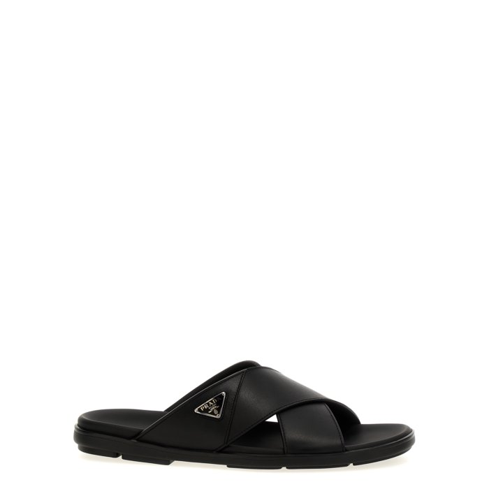 PRADA クロスバンドレザーサンダル PRADA プラダ パデッド ナッパレザー クリスクロス サンダル