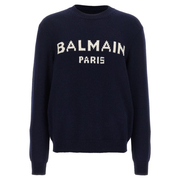 新品 BALMAIN ボタン付き ニット ネイビー S セーター ウール BALMAIN ニット・セーター メンズ バルマン 中古 古着 : RAGTAG