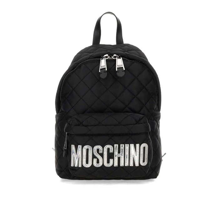 【関税込み】Moschino ブラック ミニ キルティング バックパック Moschinoのブラック ミニ キルティング バックパックがセール中