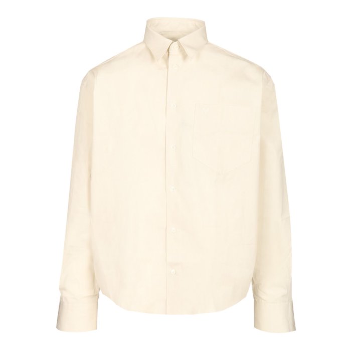 Ami paris アミパリス オックスシャツ サックス Natural White Button-Down Ami De Coeur Shirt | AMI PARIS