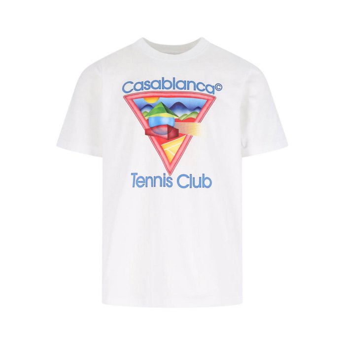 [CASABLANCA]テニスクラブロゴ コットンジャージーTシャツ Casablanca - アフロ キュービズム テニス クラブ Tシャツ | HBX