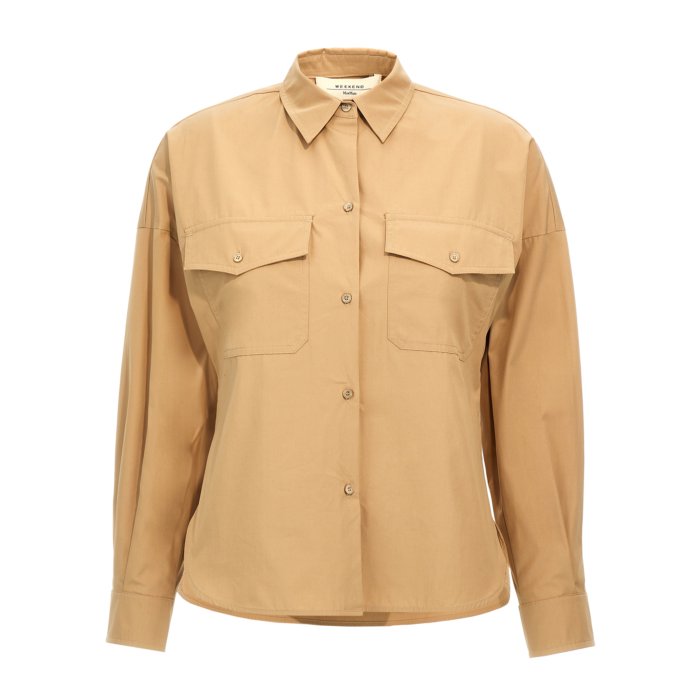 WEEKEND MAX MARA ウィークエンド マックスマーラ ブラウス ZEUS ゼウス レディース 長袖 クルーネック タフタ コットンブレンド 014 MAXMARA WEEKEND LINE MAX MARA ウィークエンド マックスマーラ