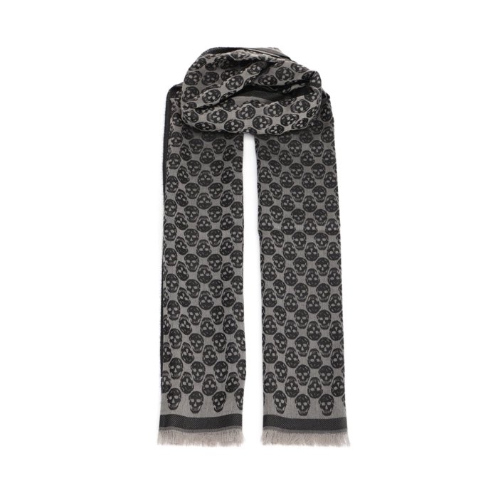 Alexander maqueen ストール ALEXANDER MCQUEEN スカル柄 大判ストール ブラック 総柄 - メルカリ