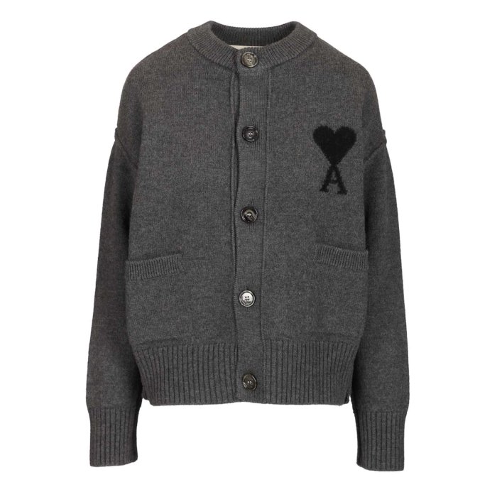 ami アミ アレクサンドル・マテュッシ カーディガン グレー （104）a グレー アルパカ Ami De Coeur カーディガン グレー/オフホワイト