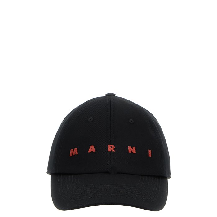 MARNI マルニ  24AW コットンツイル6パネルロゴキャップ　刺繍 SALE】MARNI（マルニ）コットンツイル6パネルロゴキャップ