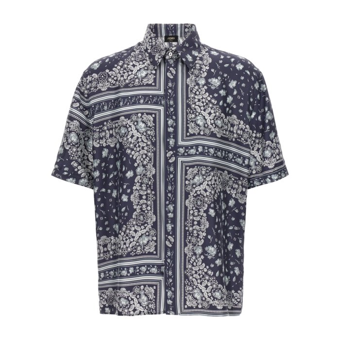 フェンダーチェ ☆ 長袖シルクシャツ フェンディ ヴェルサーチ バロック調　総柄 フェンダーチェ ☆ 長袖シルクシャツ フェンディ ヴェルサーチ